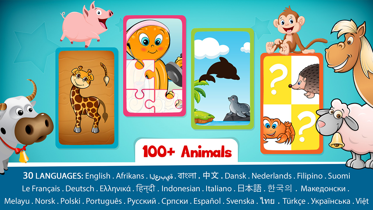 Puzzle de animais para Crianças 🦁🐰🐬🐮🐶🐵 - Baixar APK para